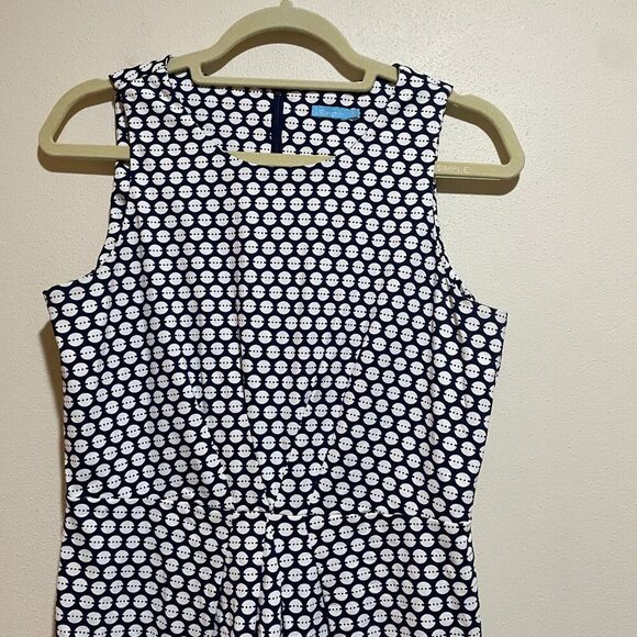 J McLaughlin Size M Catalina Cloth Mia Sleeveless Sheath Dress Navy Polka Dot - Picture 3 of 13